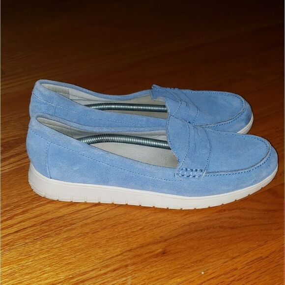 Lands End blue suede leather loafers - Picture 1 of 8